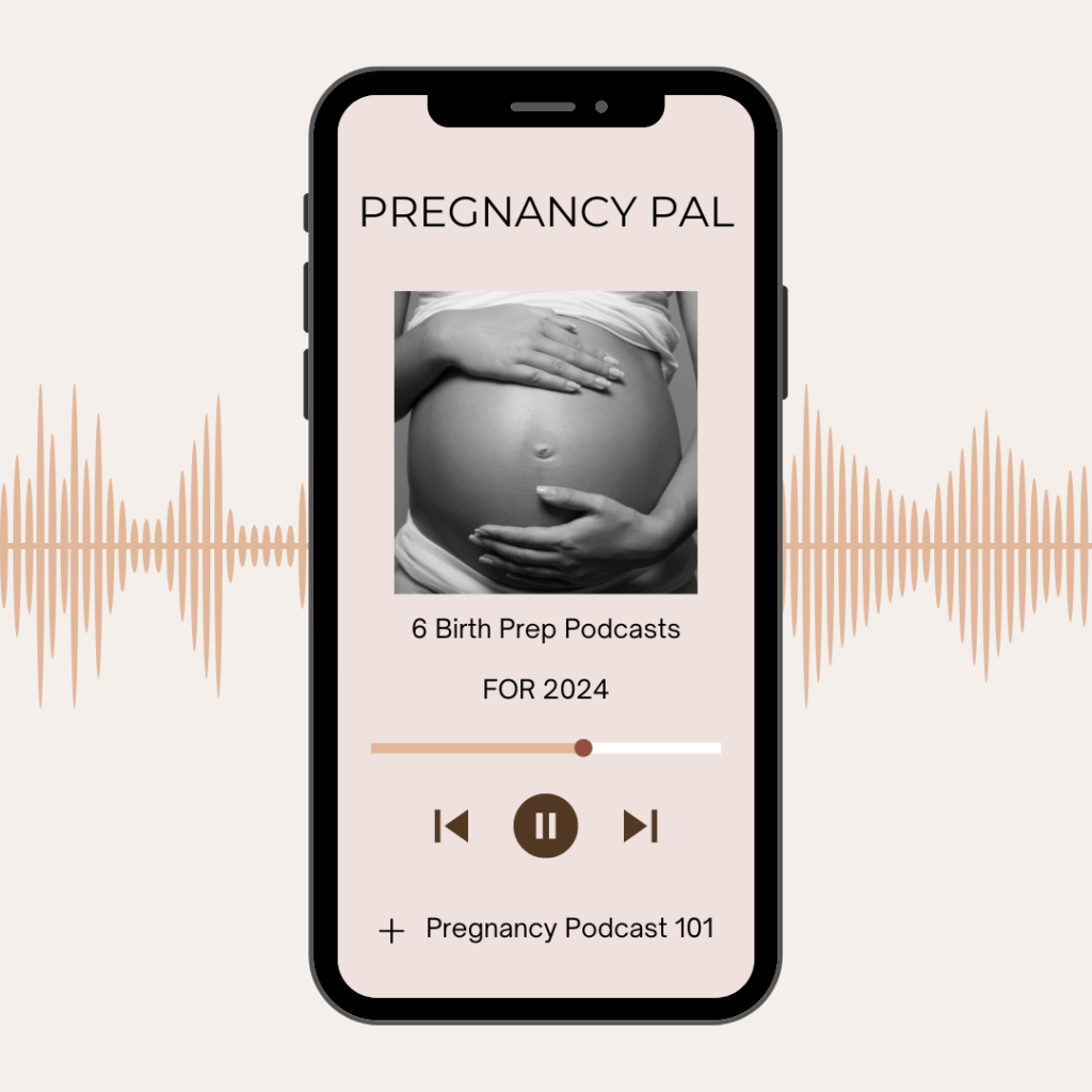 phone featuring pregnancy podcasts
